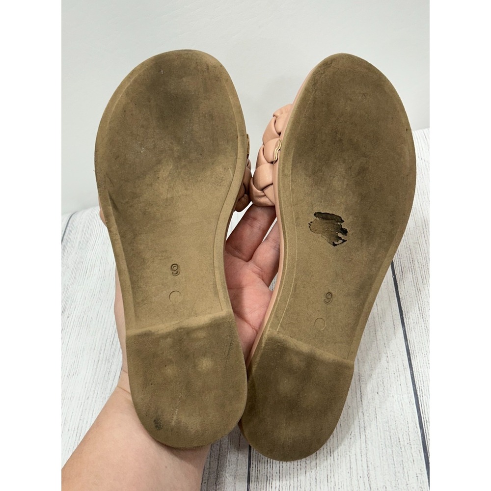Anthropologie Seychelles Bellisima Slide Sandal Womens 9 Tan Woven Braided‎ Flat - Picture 10 of 10